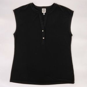 Anne Klein Black Sleeveless Jersey Knit Top, Medium